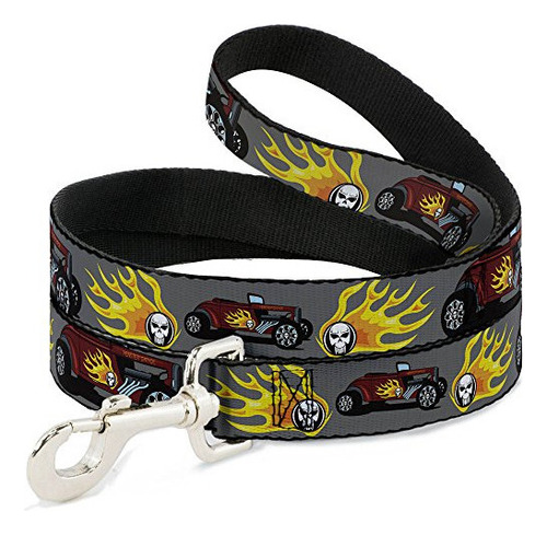 Correa Para Mascotas Con Hebilla - Hot Rod Con Calavera En L