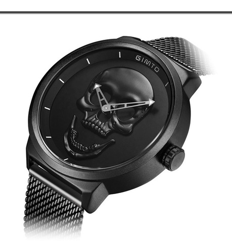 Relógio Skull Caveira Gimto Analógico A Prova Agua Pagani