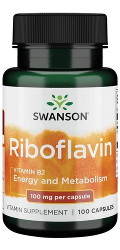 Vitamina B2 Riboflavin 100 Capsulas . Now 