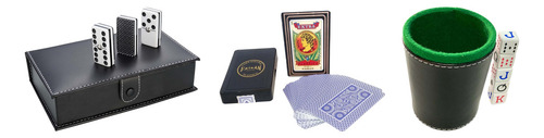 Domino Baraja Plata + Baraja Faisan Española Azul + Cubilete