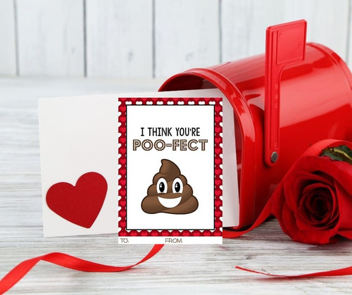 Poop Emoji - Juego De Tarjetas Compartir Día De San Va...