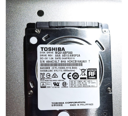 Disco Duro Laptop 500gb Toshiba 5400rpm Sata 6gb/s Mq01abf05