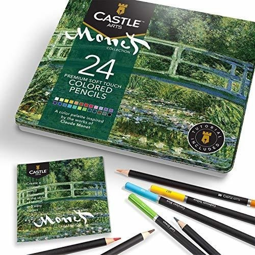 Juego De Lápices De 24 Colores Temática Monet De Castle Art