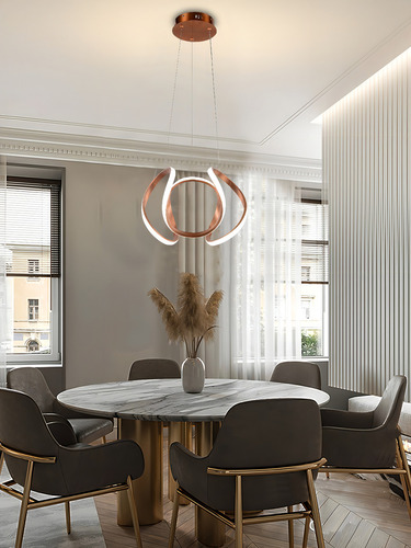 Pendente Led Lustre Moderno Design Onda 50w Luz 3 Em 1 Cor Rose gold 127/220V