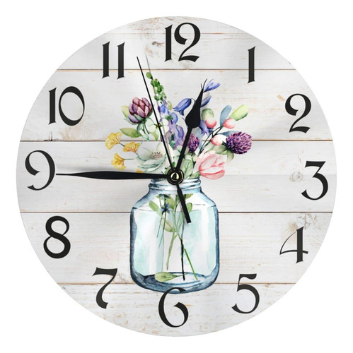 Reloj De Pared Con Flores De Resorte, Rústico, Silencioso, S