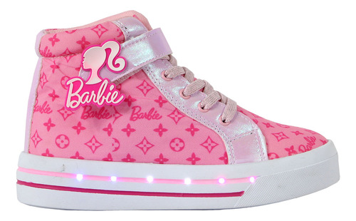 Tenis Niña Luces Led Glitter Brillos Tendencia Velcro Rosa