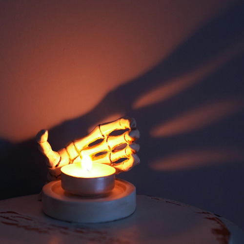 Portavelas De Mano Con Calavera Soporte De Candelabro De Res