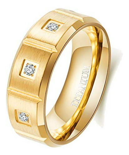 Mensring Mate Chapado En Oro Amarillo De 8 Mm Anillo De Ace