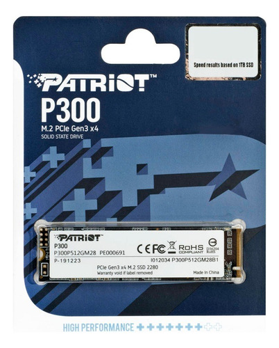 Disco Solido Patriot P300 128gb M.2 Pcle Gen 3x4 1,600 / 600