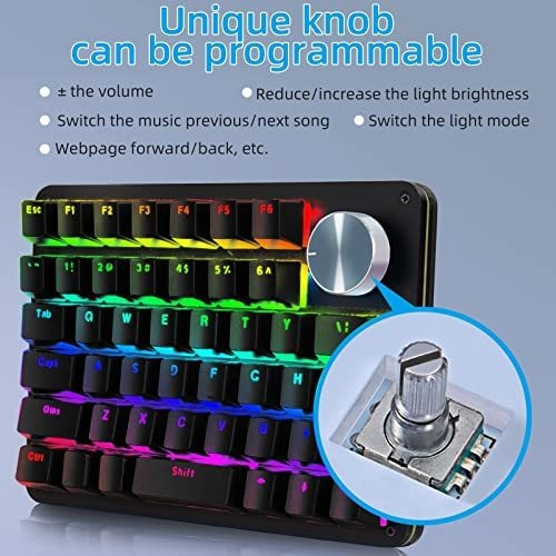 Teclado Mecánico Para Juegos Koolertron De Una Mano, Black P