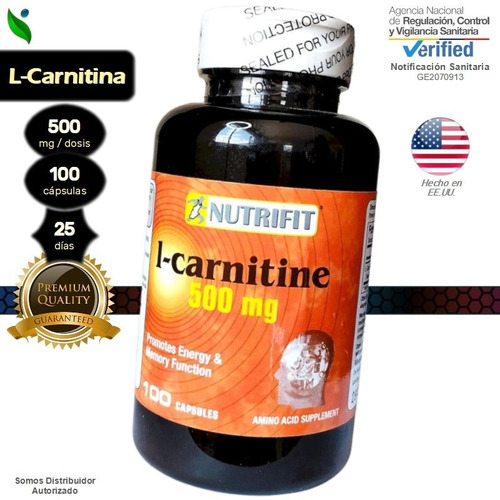 L - Carnitina 500mg X 100 Cápsulas