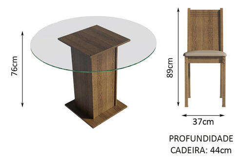Juego De Comedor Con Mesa Redonda Y 4 Sillas Madesa Paula
