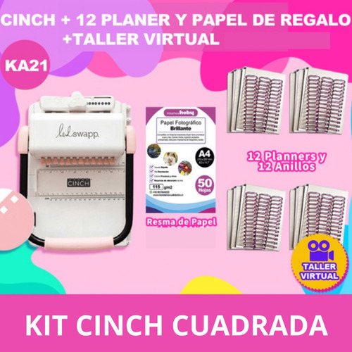 Encuadernadora Cinch Cuadrada + 12 Planner Y Anillos Ka21