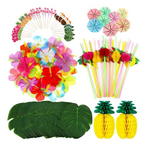 Set De Decoración De Fiesta Tropical Hawaiana En La Jungla L