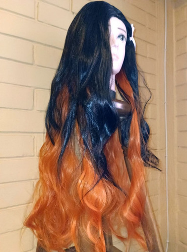 Imagen 2 de 6 de Peluca Nezuko Kamado Kimetsu No Yaiba Cosplay