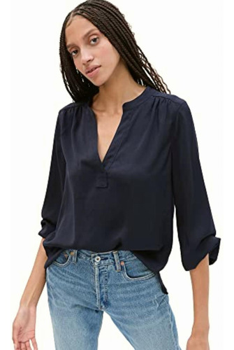 Gap Playera De Manga Larga Con Cuello En V Para Mujer,