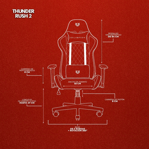 Silla de escritorio Balam Rush Thunder Rush V2 gamer ergonómica negra y roja