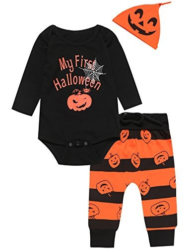 3pcs Baby Boys Outfit Set Disfraz De Calabaza De Halloween M