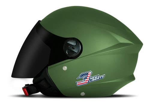 Capacete Moto Aberto Integral New Liberty 3 Viseira Fume Cor Verde Militar Tamanho do capacete 56