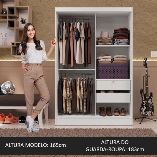 Ropero Closet Madesa 2 Puertas 2 Espejos Con Pies Bb Color Blanco