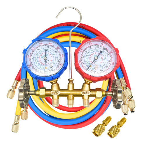Kit Manômetro Manifold R32 R410a Com Refil Recarga Gás R32