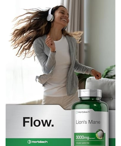 Lion's Mane Hongo Melena de Leon 3000mg 300 mg extracto 10:1 x softgel 80 Softgels Calidad Horbaach