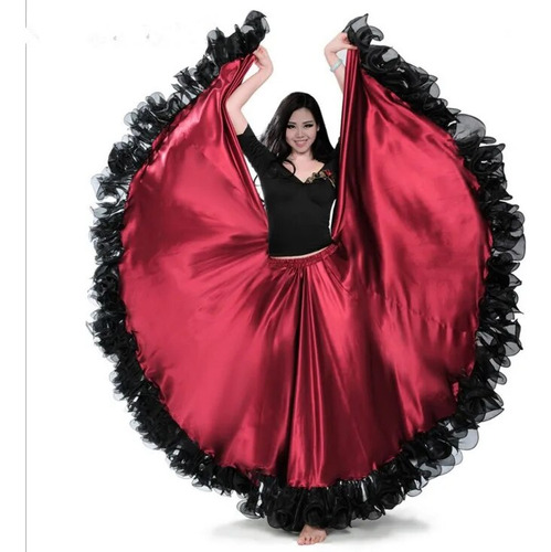 Falda Roja Para Baile Flamenco, Moneda Dorada, Baile Español