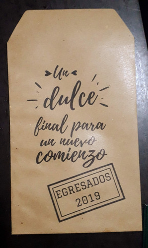 10 Bolsita Sobre Papel Kraft Madera Personalizado (13x19cm)