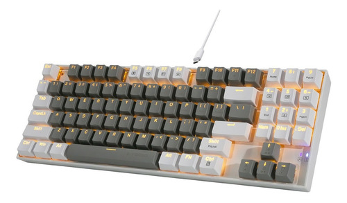 Teclado gamer E-Yooso Z-13 QWERTY color gris y blanco con luz naranja