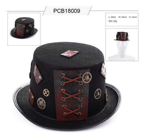 Aplicable A Sombrero De Copa Gótico Steampunk Vintage Con