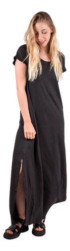 Maxi Vestido Mujer Moda Verano Casual Algodon Liso Plus Size