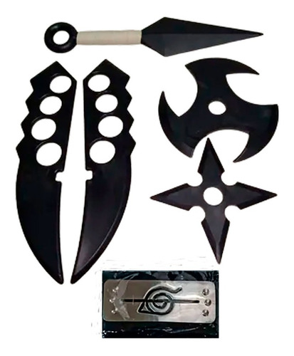 Pack Naruto Vincha Tachada + Cuchillas + Kunai + Shuriken