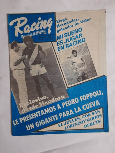 Revista Racing 258.pedro Foppoli,pino Hernandez Año 1986