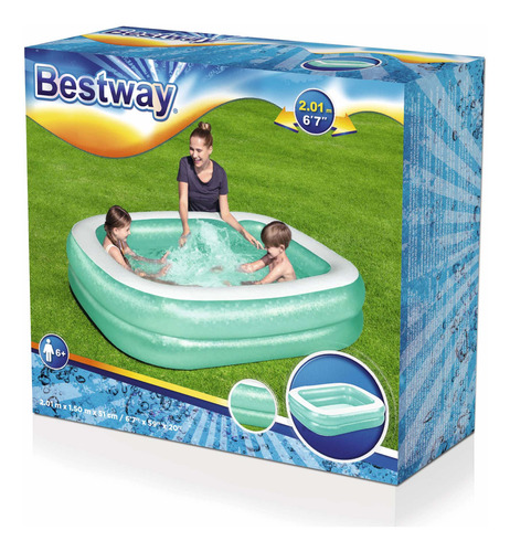 Pileta inflable rectangular Bestway 54005 de 201cm x 150cm x 51cm 450L celeste caja