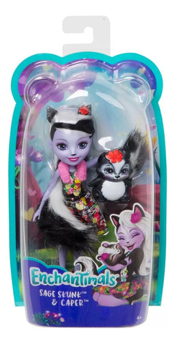 Muñeca Enchantimals Sage Skunk & Caper Mascota Mattel