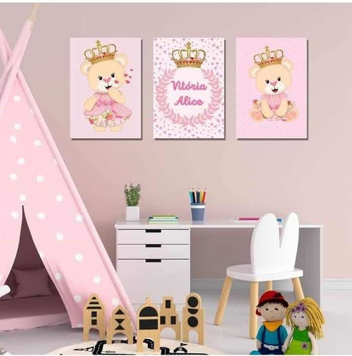 Kit 3 Placas Quadros Decorativos Bebê Infantil Menina Kids
