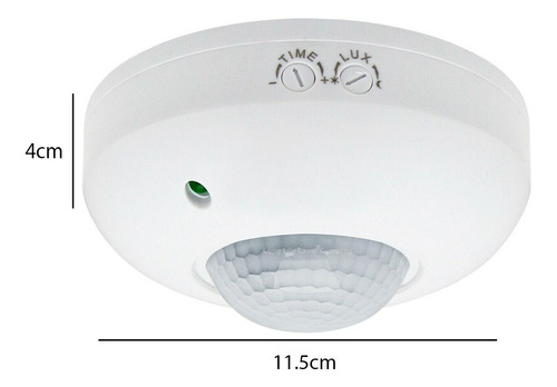 Imagen 5 de 10 de Sensor De Movimiento Infrarrojo 360° Sobreponer Techo Pared