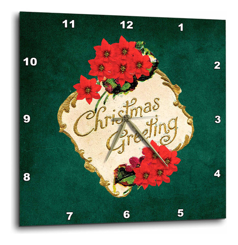 3drose Poinsettias Christmas Greetings, Postal Look - Reloj.