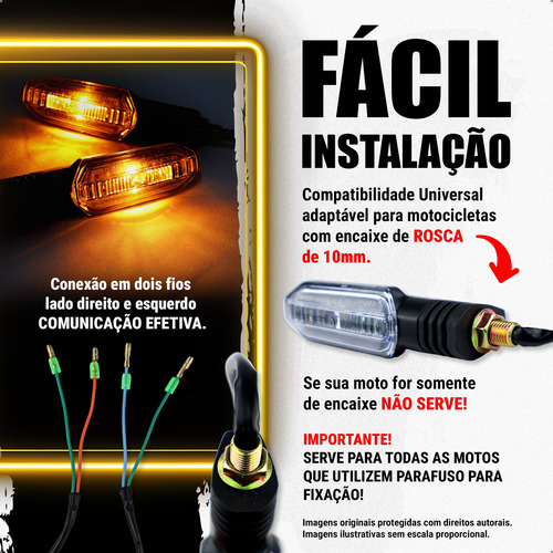 Kit 4 Piscas Seta Cristal 12v Para Guidão Com Rosca