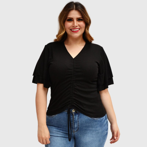 Blusa De Largo Ajustable Talla Extra, Modelo 1731 (negro)