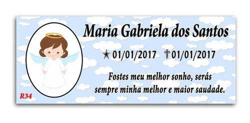 Placa Lápide Infantil Em Porcelana 10x25 Foto Túmulo Jazigo