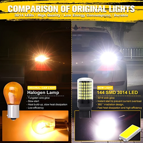 X2 Ampolleta Led T20 7440 144led Luz Blanca 360° Auto 1cont