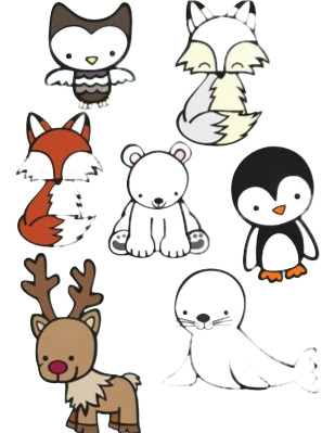Pack Imágenes Animalitos Invierno Nórdicos Bosque Cumple