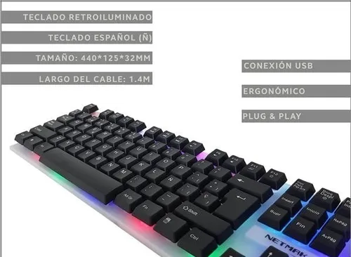 Teclado Pc Gamer Netmak Zakro Retroiluminado Led Usb