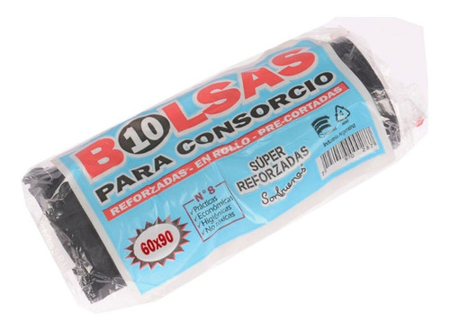 Bolsas Negras Rollo Consorcio 60x90 Reforzado Pack 10u 45mic