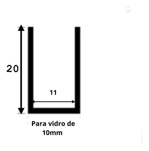 Kit 8 Perfil U Canaleta Aco Inox 304 Polido Vidro 10mmx500mm