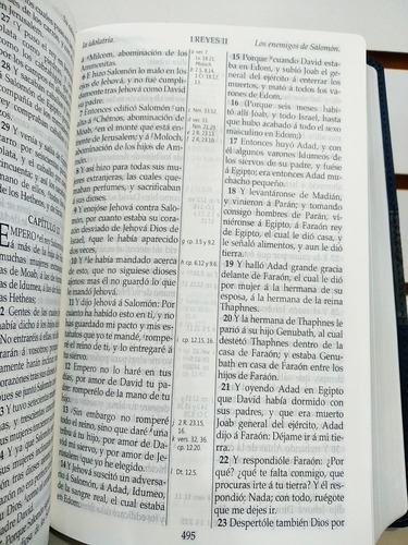 Imagen 10 de 10 de Biblia Rvr1909 (antigua) Letra Grande Imit. Piel Azul Marino