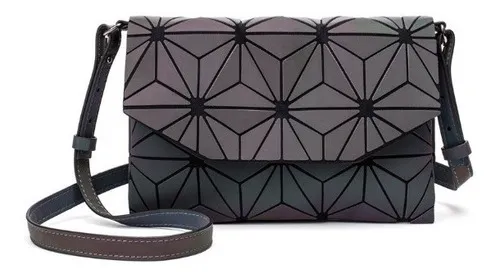 Bolso Cartera Para Mujer Geometrica Tornasol Luminoso Color Gris