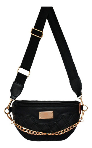 Canguro Riñonera Mujer Bolso Dama Casual Karla Chacon Ines Color Negro Diseño De La Tela Liso