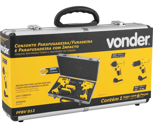 Furadeira E Parafusadeira Com Impacto 12v Pfbv 012 Vonder Amarelo